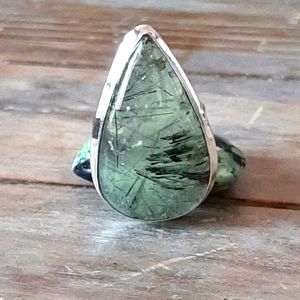 Prehnite Natural Stone Ring 7.5
